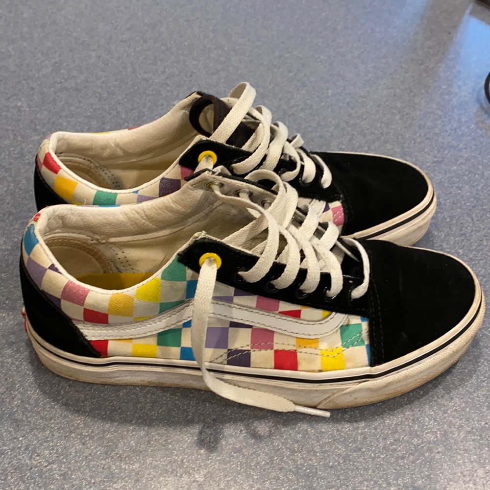 Vans!  Rainbow checkered!